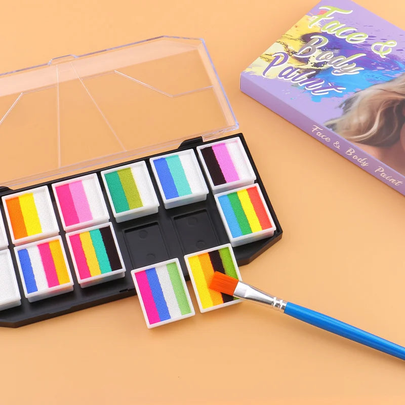Tidesmit 12 color water-soluble face and body paint palette for Halloween cosplay makeup detail view