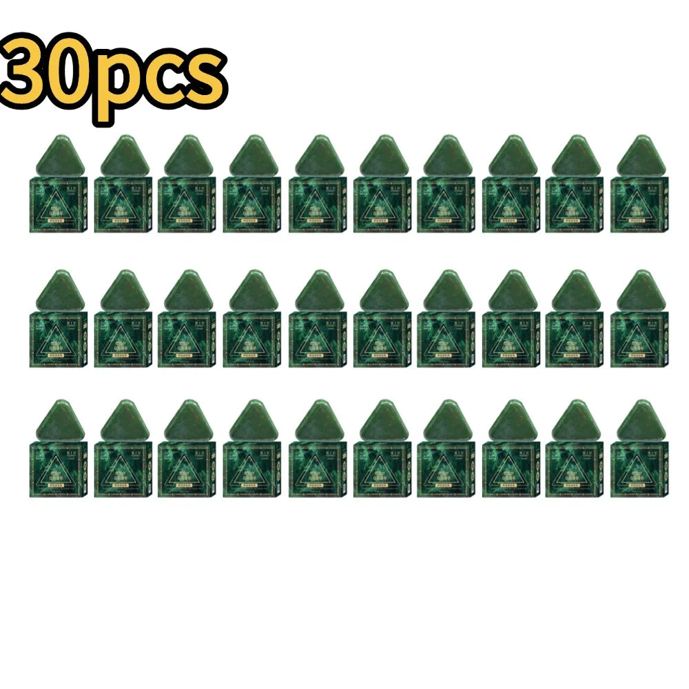 1-10PCS Triangle Shampoo Bar, Usman Grass Shampoo Bar,Nature Seven Green Soap Shampoo, Calming & Strengthens Hair for Women Men