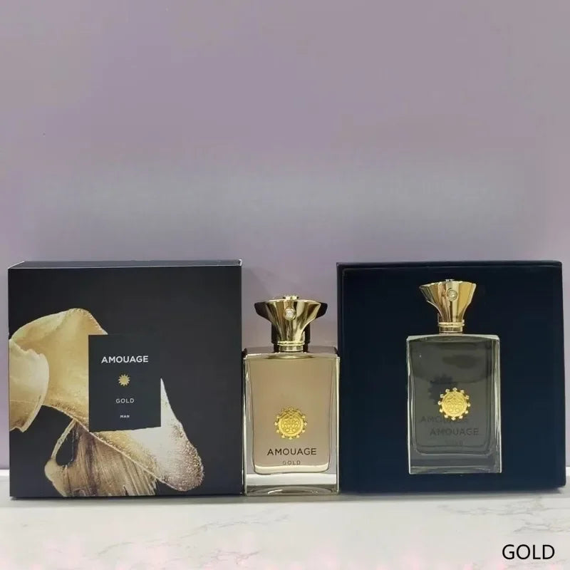 Amouage Gold Man EDP: Luxurious woody aromatic fragrance in a signature gold bottle with box. Elegant men’s cologne.
