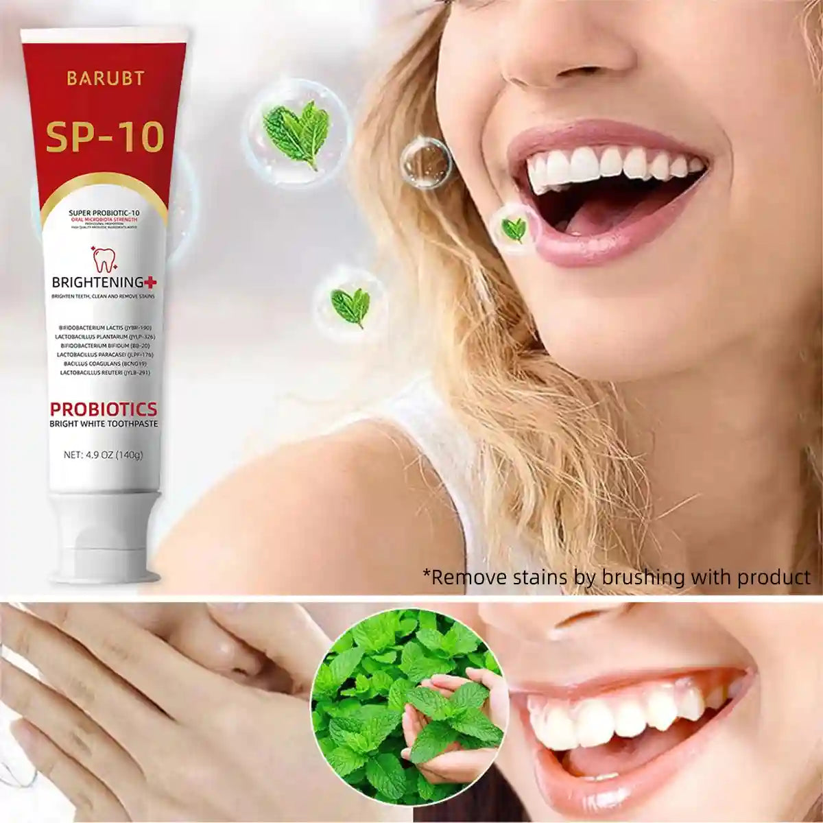 Tidesmit BarUBT probiotic teeth whitening toothpaste for summer oral care and enamel protection