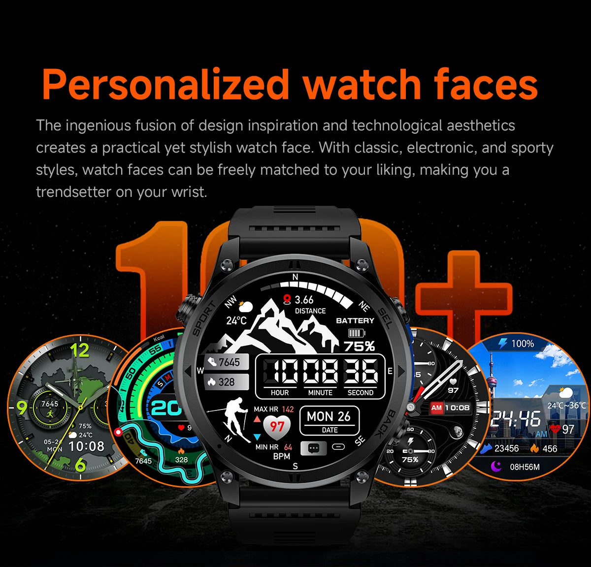 LIGE 2026 New GPS Path Smart Watch 530mAh Battery IP68 Waterproof Sports Run Tracker BT Call Outdoor Compass Military Smartwatch