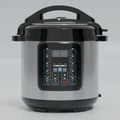 Stainless electric pressure cooker close-up of digital touch control panel