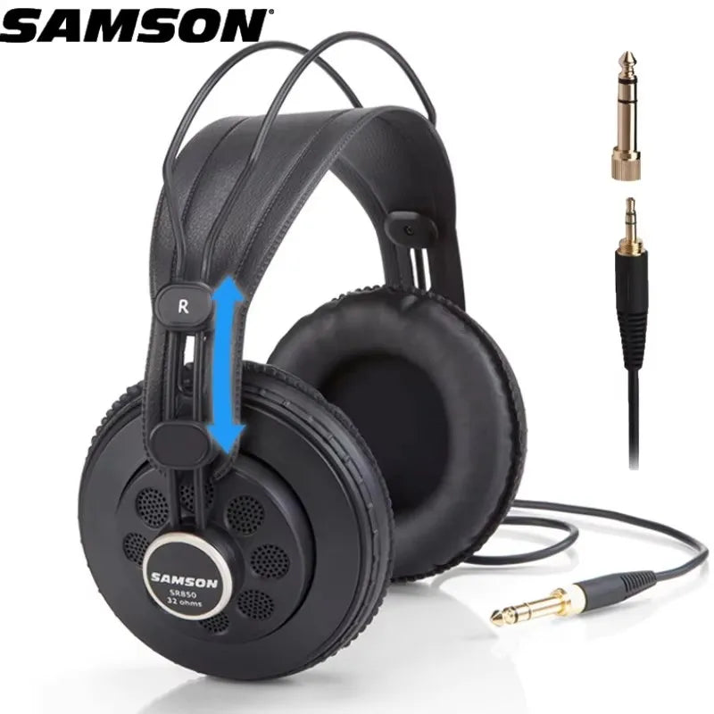 Samson SR850 Studio Headphones - Semi-Open Back with Velvet Earpads Tidesmit