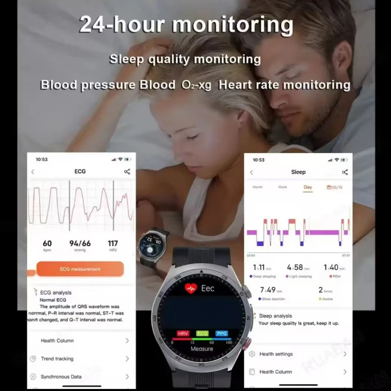 New AI Diagosis ECG Health Smart Watch Men Blood Pressure Lipid Uric Acid NFC Air Pump Airbag Health Smartwatches For men Women