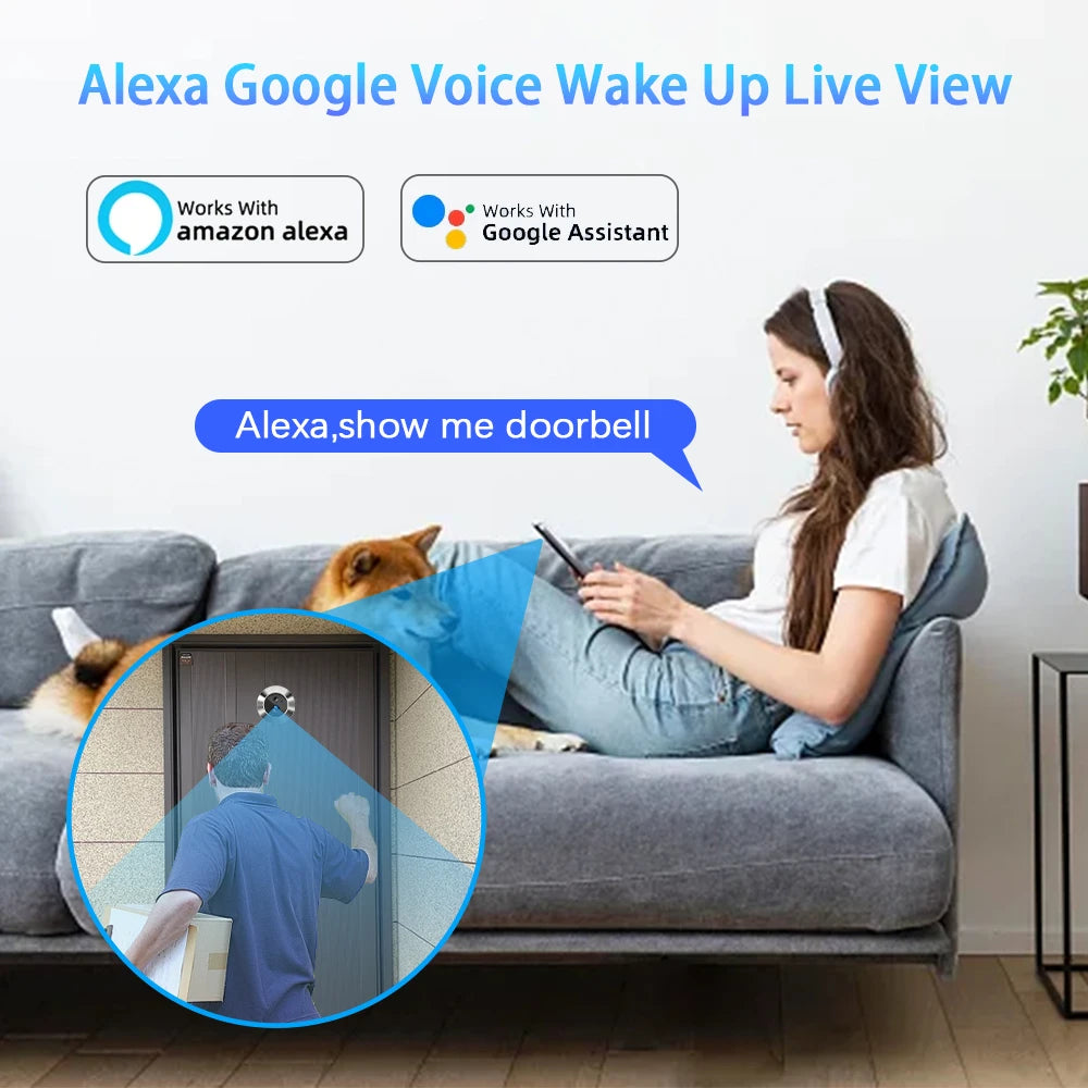 Tuya Smart 3MP WiFi Peephole Video Door Camera Security One-way Audio Night Vision 4.3' HD Video Door Camera