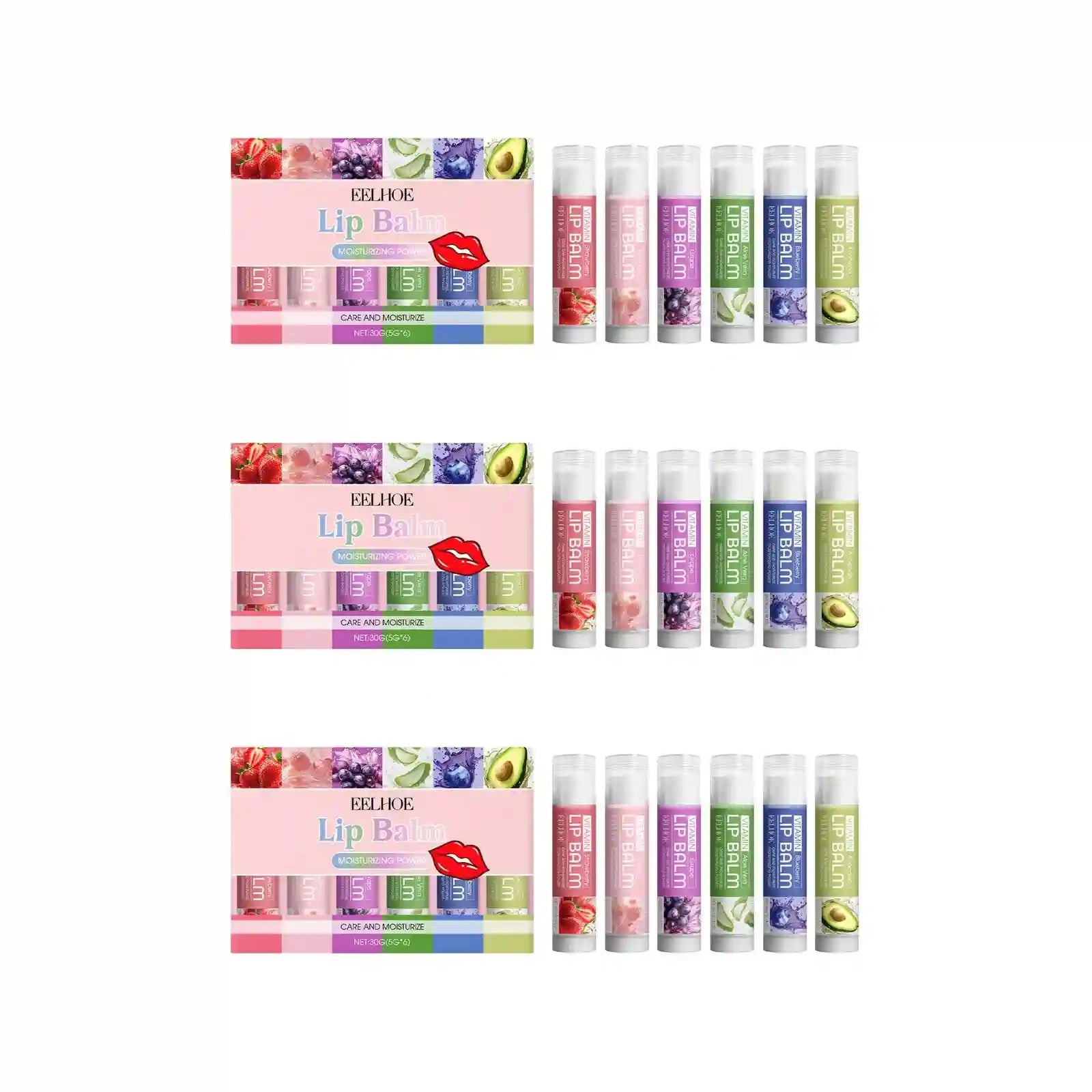 Moisturizing Lip Balm Set – 6 Piece Hydrating Kit for Dry Lips Lip Care 3 Sets Tidesmit