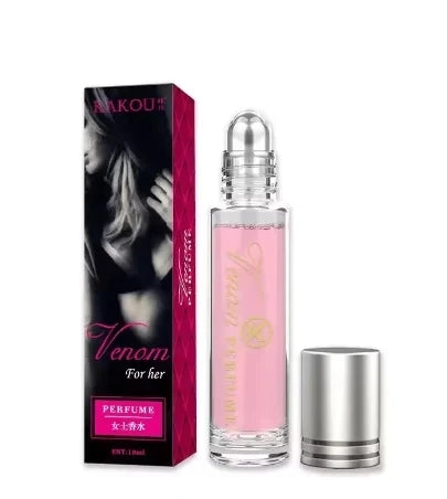 Rakou Venom roll-on perfume for women, long-lasting EDP fragrance in a slim glass bottle with silver cap, 10ml travel.