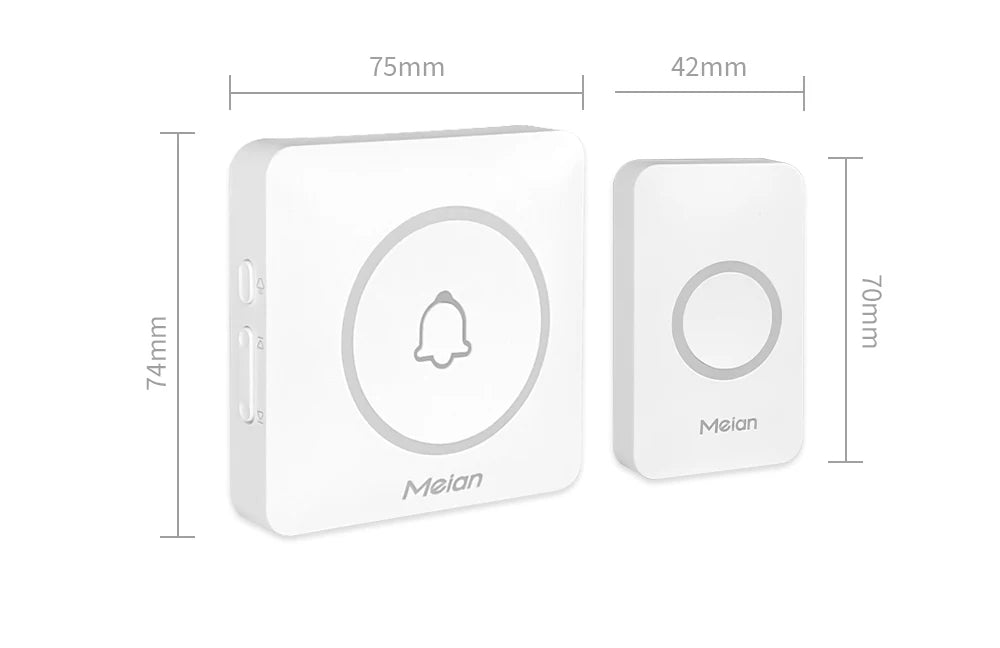 Meian Smart Home Doorbell Wireless Security Doorbell IP65 Waterproof Outdoor Door Bell 60 Songs 5 Volume Adjustable Chime Kit