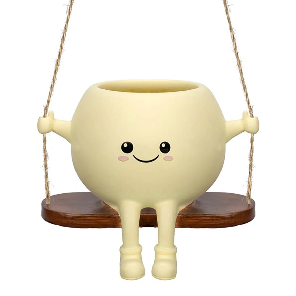 Creative Rocking Chair/Swing Face Planter Pot Flower Pot Succulent Planter Home Garden Supplies for Indoor Outdoor Plants