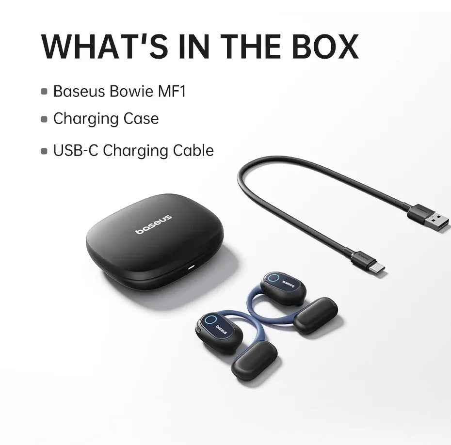 Baseus Bowie MF1/Eli 15i Fit Open-Ear Sport Wireless Earphones Bluetooth 5.4 EarHooks Big Bass Sport Earbuds 60Hrs Playtime Tidesmit