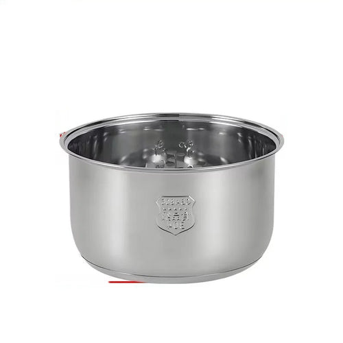 Stainless steel rice cooker inner pot with embossed emblem