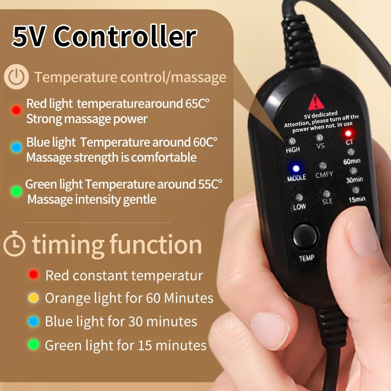 Heated Neck Massager with Red Light Therapy - Portable Muscle Relief Massage Cushion Tidesmit