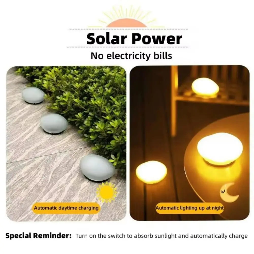 Solar Stone Light Frosted Glass Ground Lamp Outdoor Waterproof Lantern for Garden Green Light Lawn Courtyard Decorative Lamp