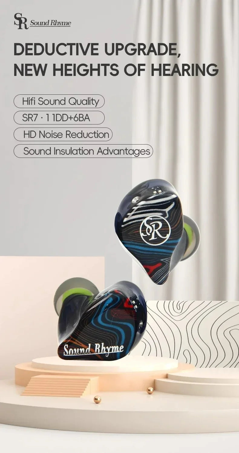 7-Driver Hybrid IEM Earphones 1DD+6BA Tuning Switches Tidesmit Tidesmit