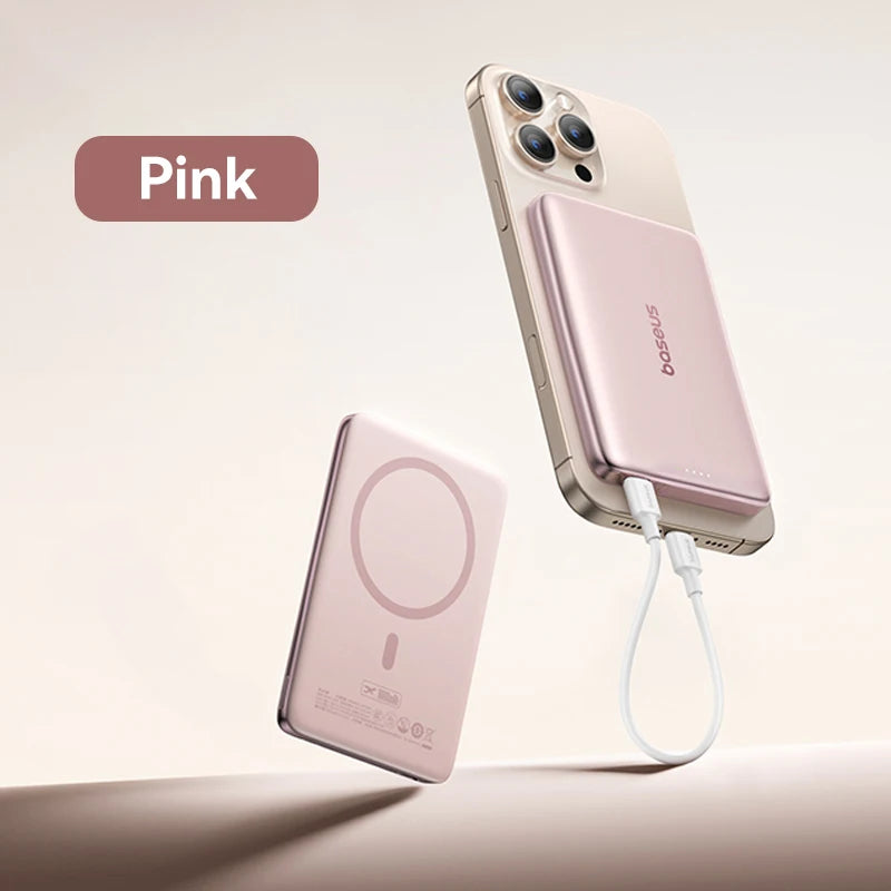 Magnetic Portable Charger 10000mAh - PD Fast Charging Power Bank Pink China Mainland Tidesmit