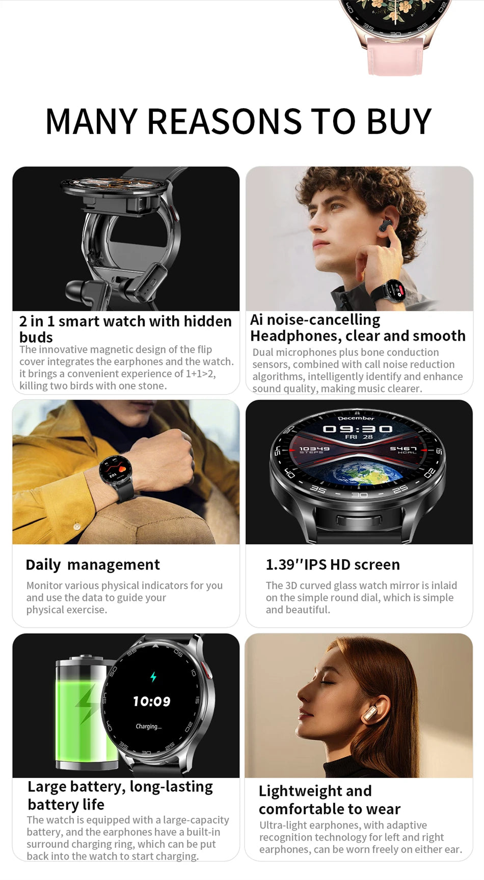 New TWS 2 in 1 Smart Watch with Headphones Sports Clock Bluetooth Call Music Watches Men Health Monitor Women Smartwatch Earbuds