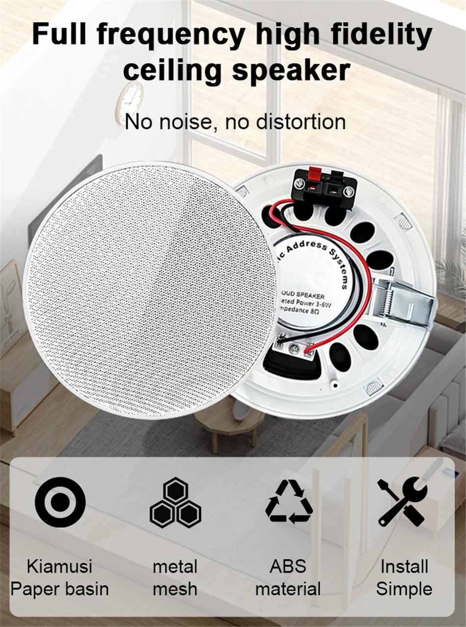 SUMWEE 8 Ohm Full Range Stereo Sound Passive Ceiling Speakers Home Theater Background Music Audio System 5 Inch In Wall Speakers