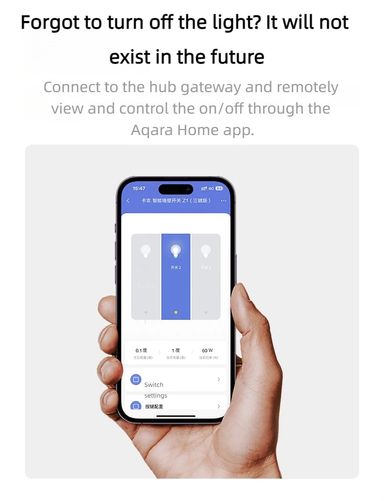 Aqara Smart Wall Switch Z1 More Control Zigbee 3.0 Compatible with Single Live/Neutral Wire Design Work With Mi Home HomeKit APP