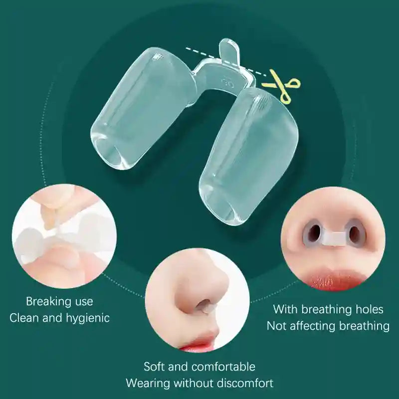 Clear silicone nose clip for rhinoplasty support and crooked nose correction with adjustable breathing hole design.