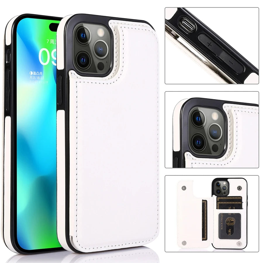 iPhone 16 Leather Wallet Case With Card Stand - Slim Shock-Absorbing Cover Tidesmit