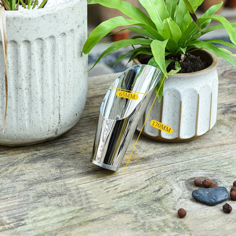 Stainless steel mini shovel bucket with 65 mm mark and 170 mm length