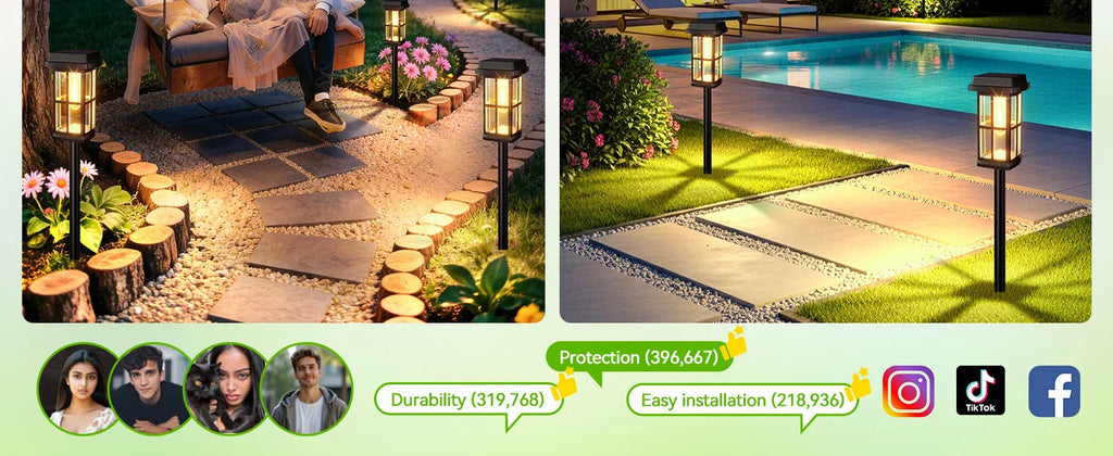 Solar Powered Pathway Lights 8 Pack IP65 Waterproof Auto On Off Outdoor Landscape Lighting Decorative Solar Garden Lamps for Patio Lawn Walkway Driveway Yard