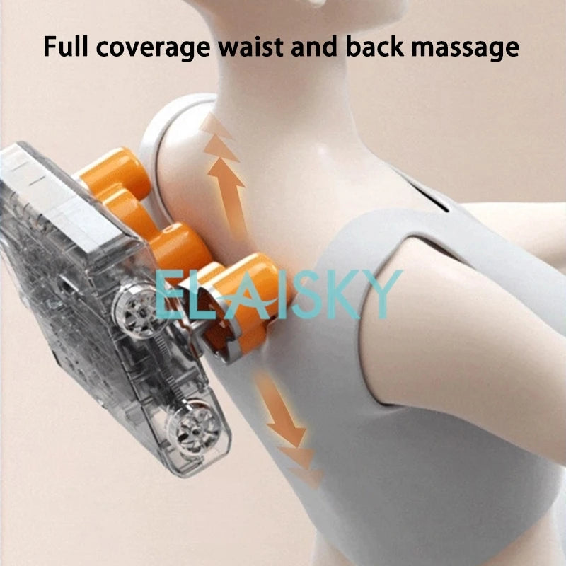 Heated Lumbar Electric Massager - Deep Tissue Relief - Gray & Blue Back Massage Instrument Tidesmit