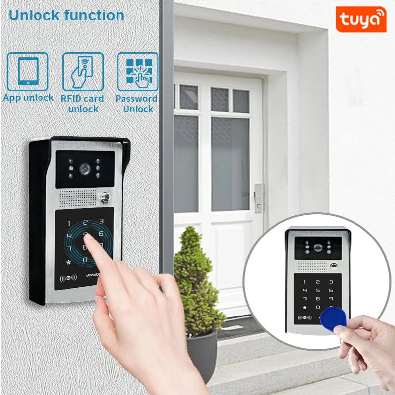 2MP 1080P Tuya APP WIFI Rifd Password TCP/IP Video Door Phone Wide Angle Intercom Visual Doorbell  Door Entry Camera