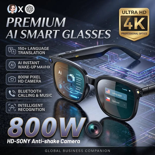 Smart camera sunglasses with dark lenses and embedded front camera module