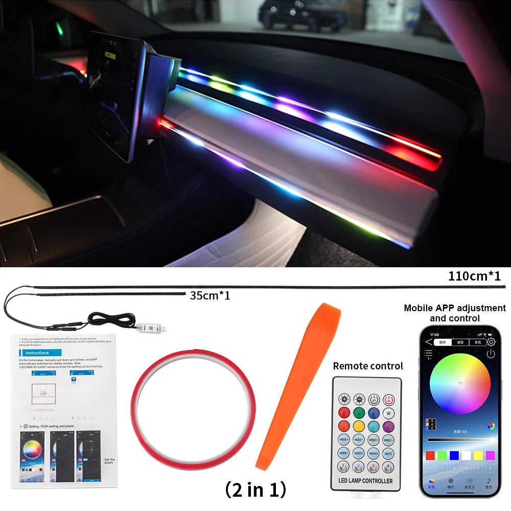 Tidesmit RGB LED Car Interior Ambient Light Strip Kit App Controlled Symphony 2 in 1 Tidesmit