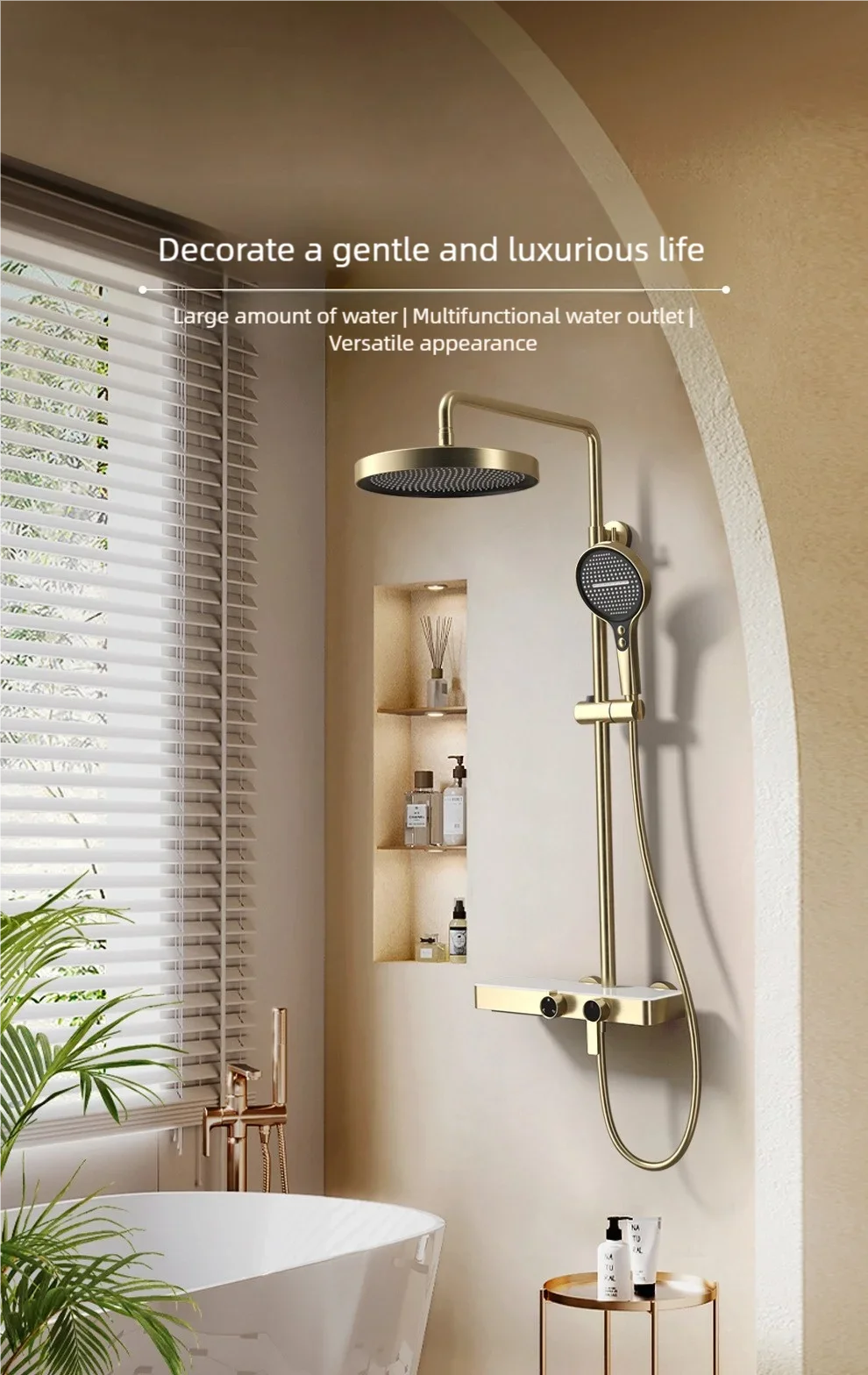 KEMAIDI Bathroom Shower System Set Hot and Cold Control Multifunctional Knobbed Triple Function Shower Set with Hand Shower