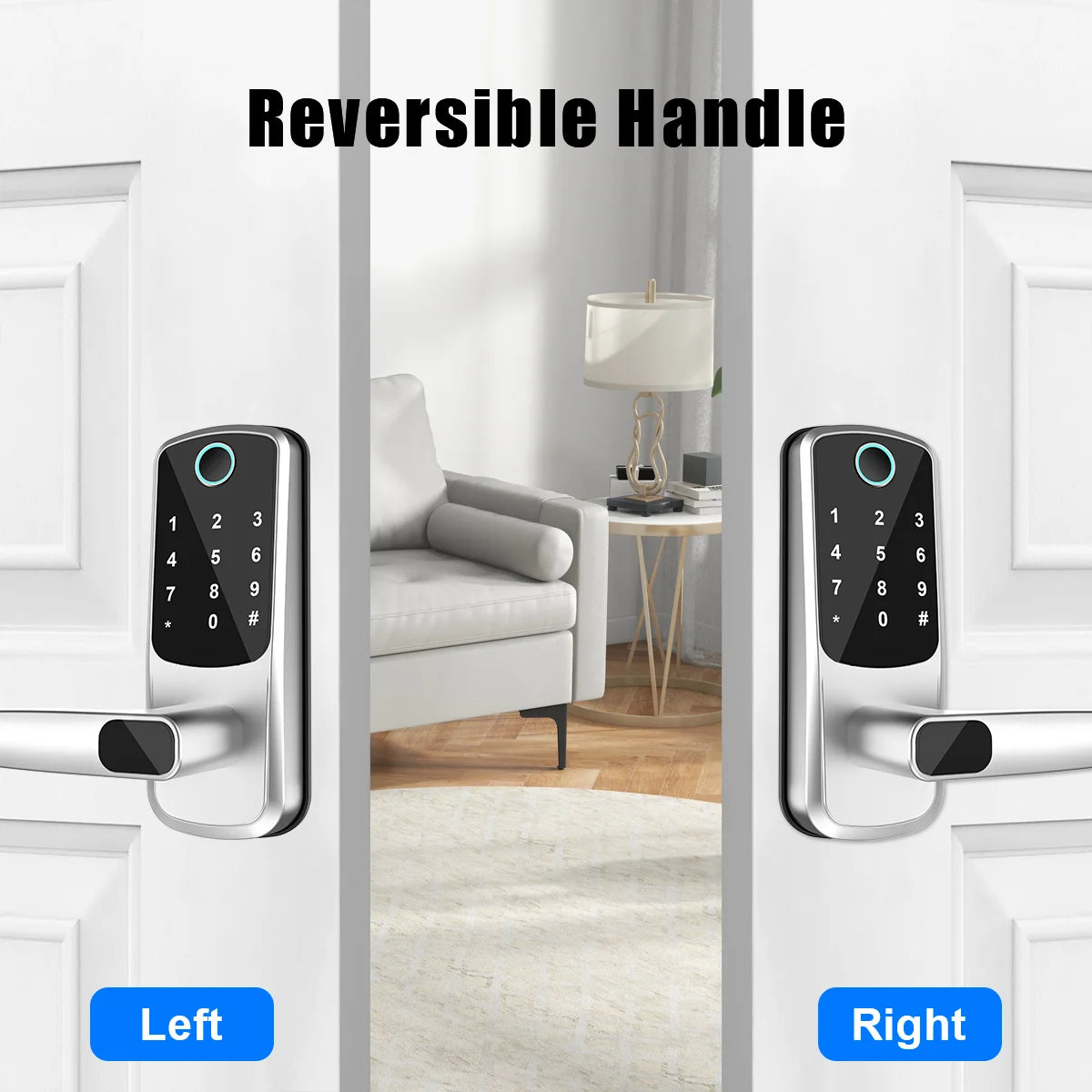 Wifi Smart Door Lock With APP/ Biometric Fingerprint / Password /Smart Card /Key Unlock/ USB Emergency Charger Electronic Lock