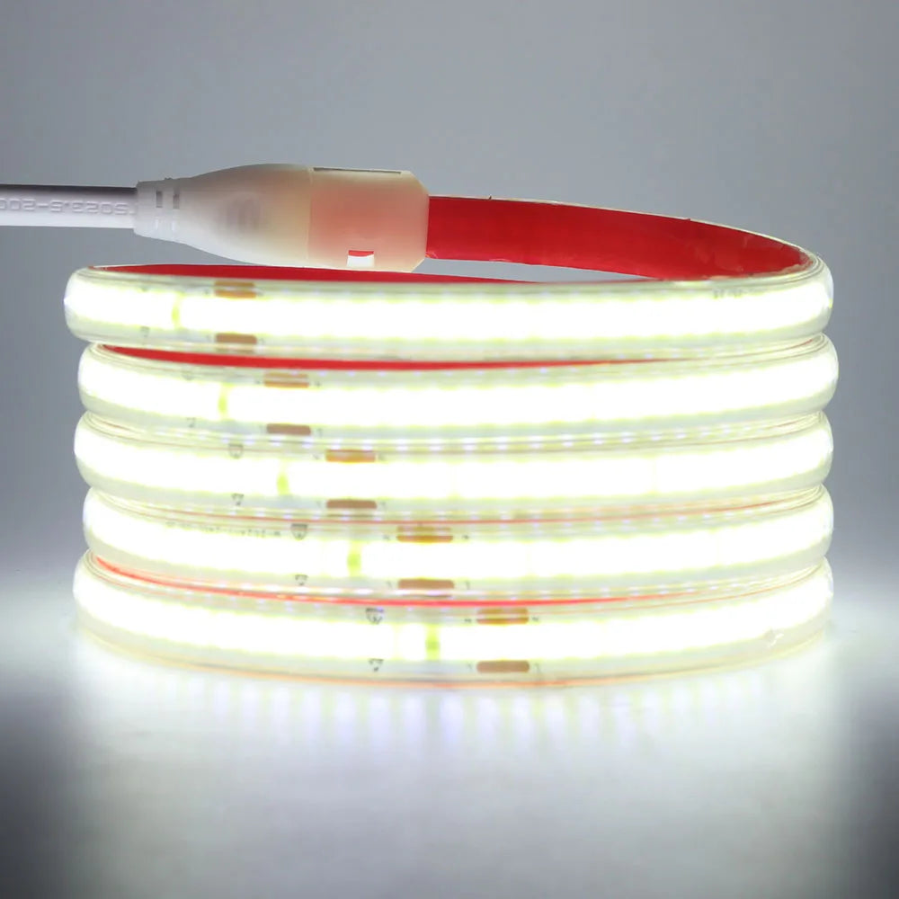 220V RA90 COB LED Strip Light Bright Waterproof Driver Build In 10cm Can Be Cut 240LEDs/M Flexible Adhesive Tape Home Decoration
