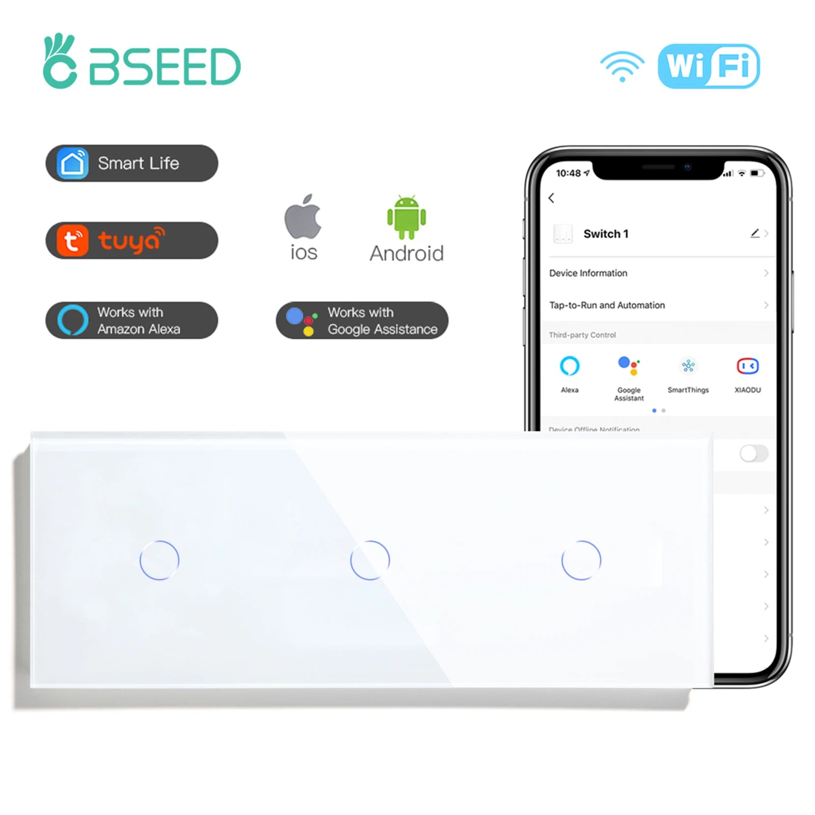 WiFi Smart Light Switch - Glass Touch Panel | Tidesmit Home Automation 1G 1G 1G Tidesmit