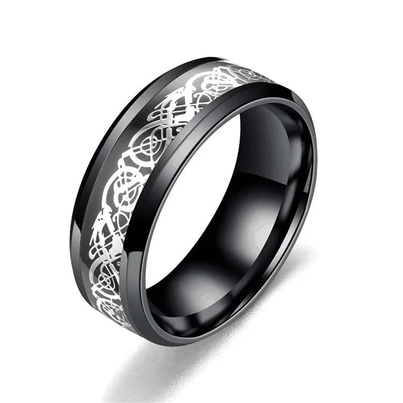 Smart Health Ring - 8mm Stainless Steel Biometric Fitness Tracker Black Silver Tidesmit