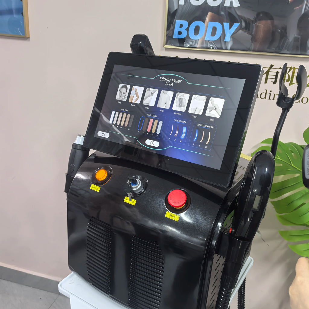 Tidesmit 4-in-1 4500W multifunctional diode laser and Pico RF machine featuring detailed skin rejuvenation handpieces