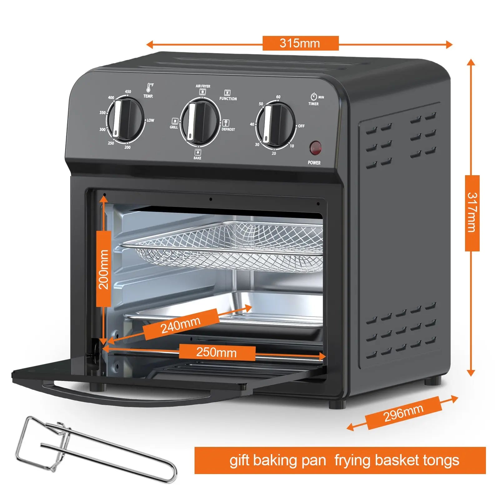 Family Size Air Fryer Toaster Oven Combo,13QT,360° Hot Air Circulation for Healthy Oil-Free Cooking, Multifunctional Convection Contertop Oven, Adjustable Time & Temp Control