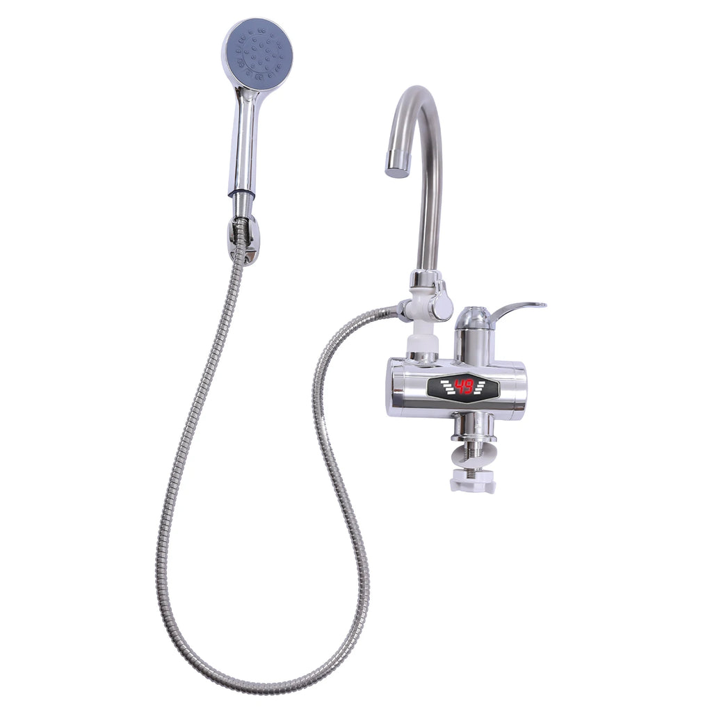 3000W Electric Faucet with Shower 360° Rotating Faucet Heater Digital Display 30-60℃ Water Faucet for Kitchen Bathroom
