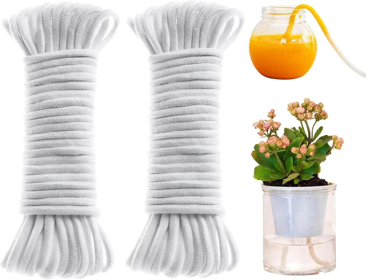 5-20M Self-Watering Wick Cord Vacation Planter Pot DIY Automatic Watering Device System Potted Auto Drip Waterer Cotton Rope