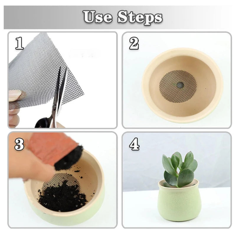 Pot Hole Mesh Pad Mat Grid Round Drainage Hole Screen for Pot Bottom Prevent Soil Loss Anti Bonsai Flower Plant Gardening Tools