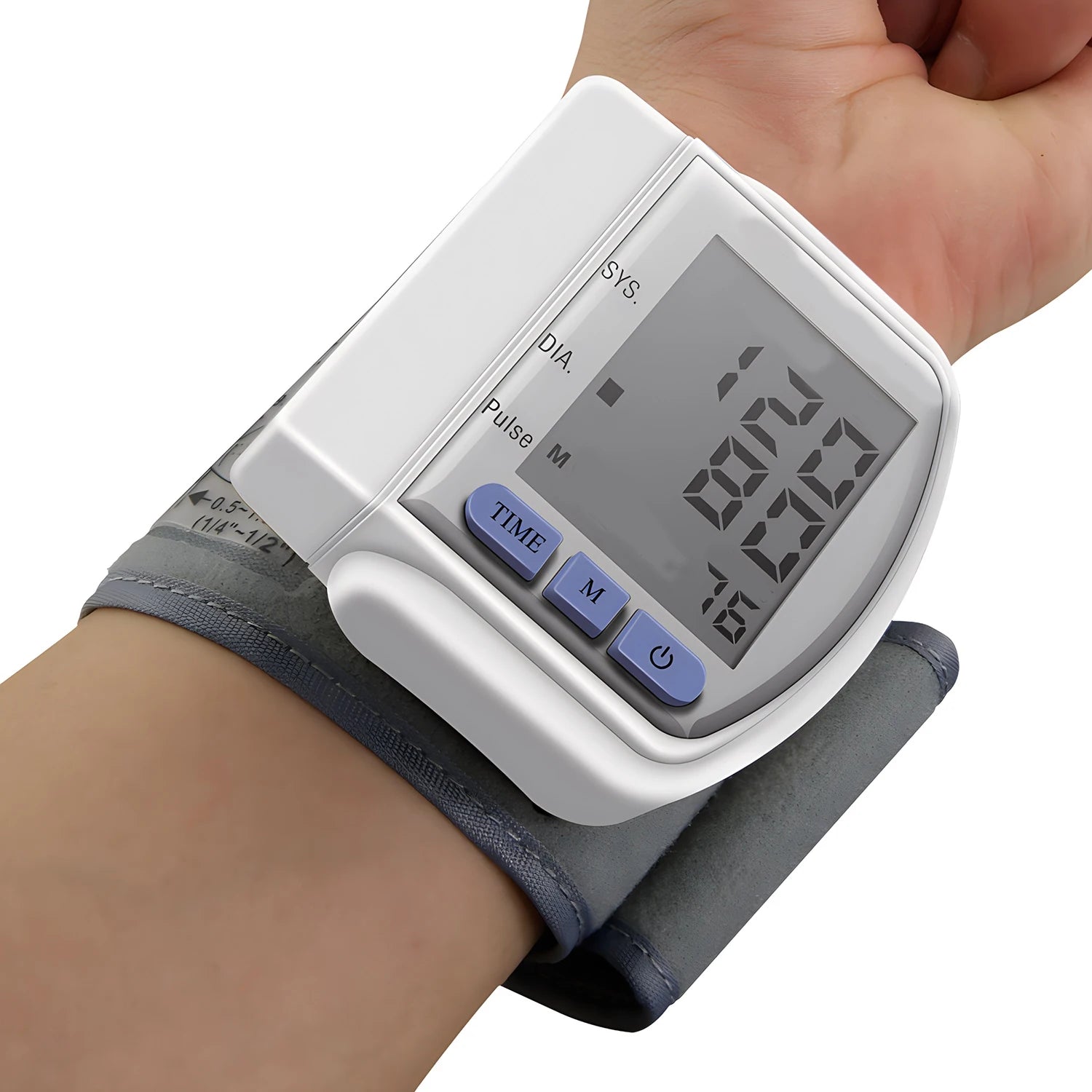 Wrist Digital Blood Pressure Monitor, Heart Rate Pulse Meter, Portable Sphygmomanometer Tensiometer for Home Use