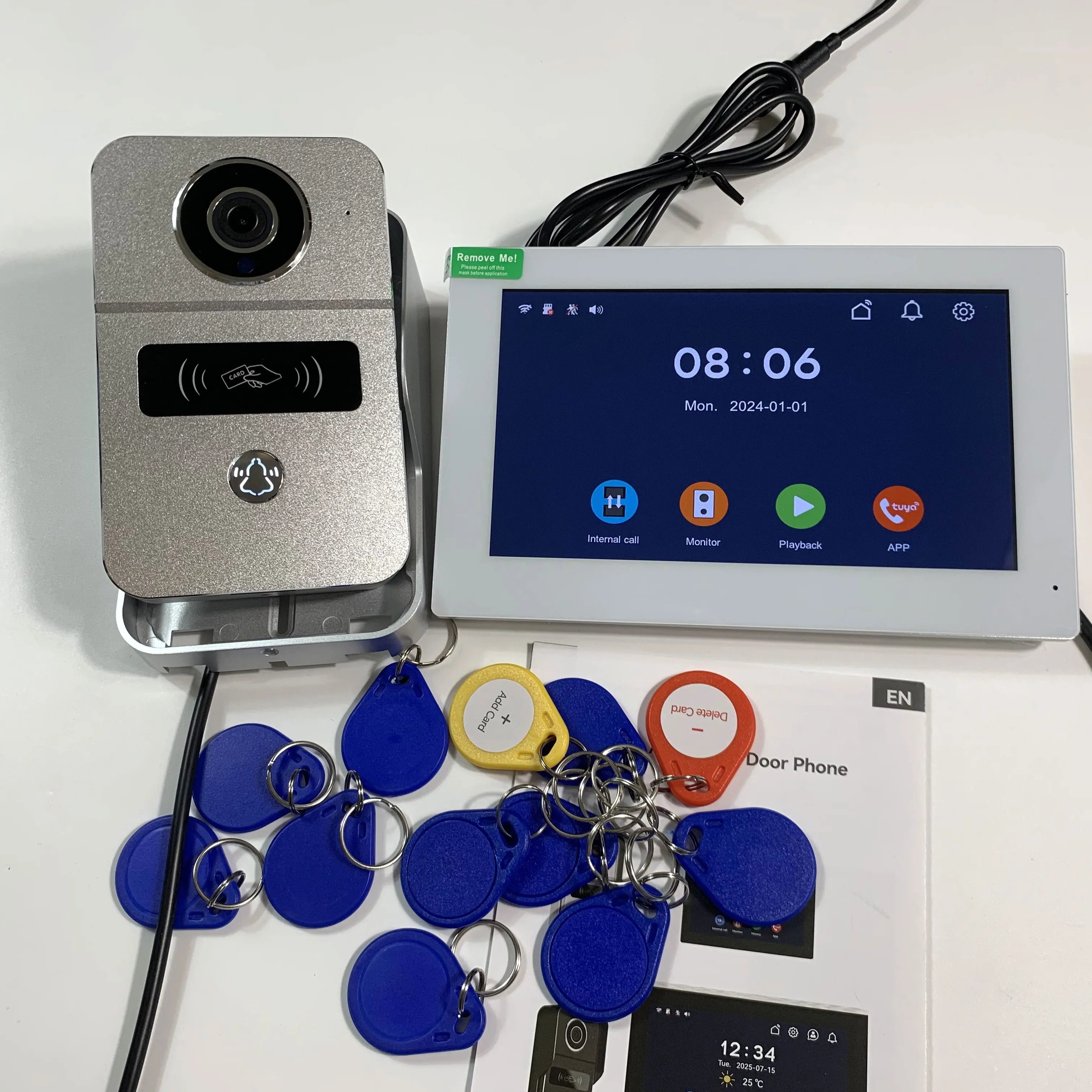 Tuya 7 inch LCD Wired Doorbell Wireless Wifi Smart Video Doorphone 2/3 Monitor HD 1080P Camera IC Card Unlock Intercom System