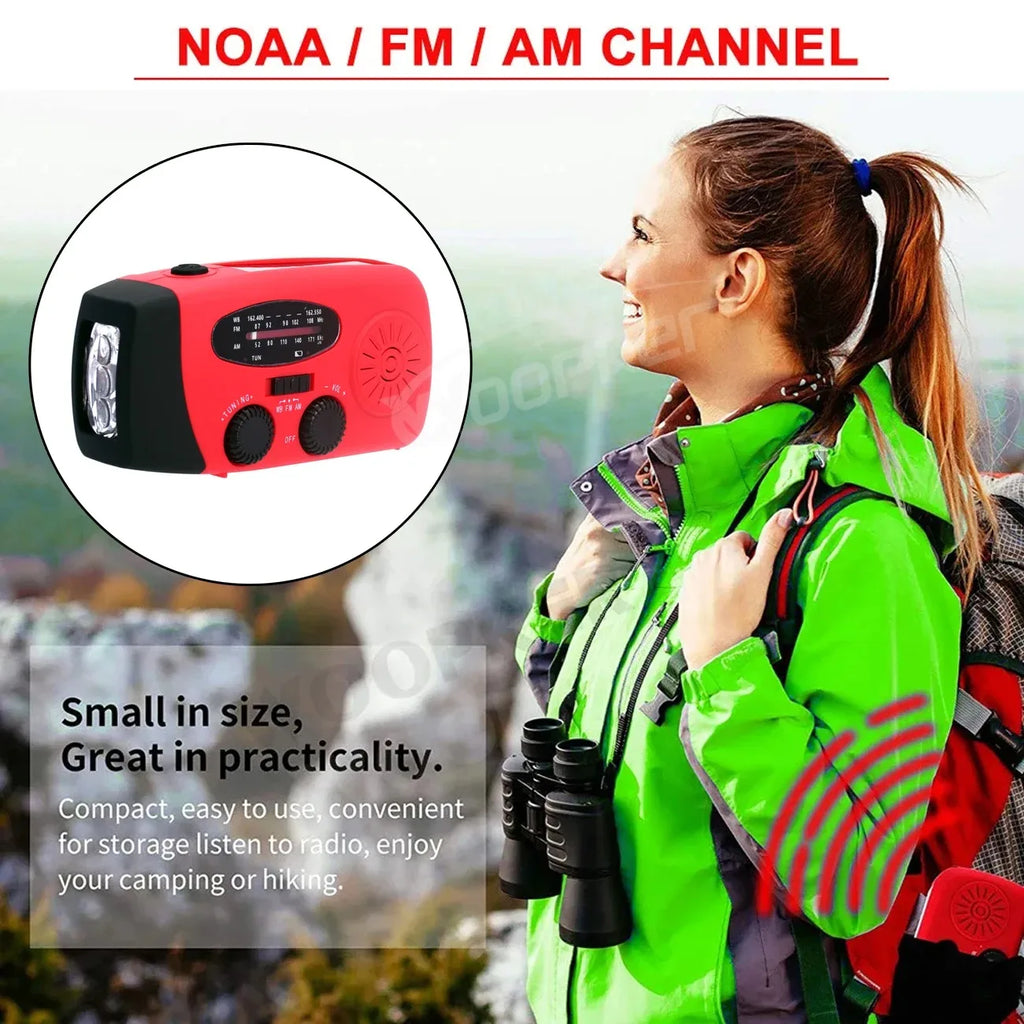 Woopker Radio XSY-330 10000mAh FM Emergency Radio Solar Hand Crank Generator AM/FM/NOAA LED Portable Radio SOS Alarm Power Bank