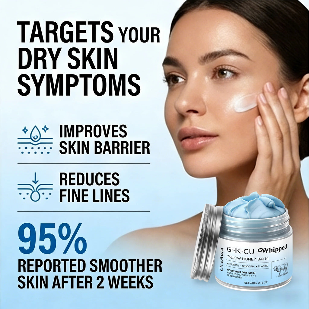 Tidesmit Copper Peptides PDRN GHK-Cu beef tallow blue balm texture close-up for mature dry sensitive skin hydration