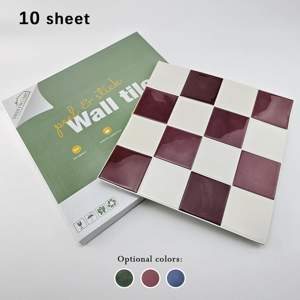 10/30 PC 3D Mosaic Style Self-Adhesive Wall Tile Kitchen Backsplash  Suitable for Kitchen Wall Decoration Square 10.5" x 10.5"