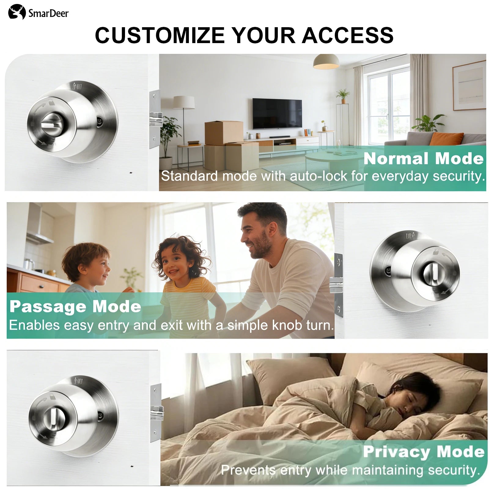SmarDeer Fingerprint Lock for Tuya Smart Lock with Bluetooth Door Lock Keyless Entry with Fingerprint and Tuya App