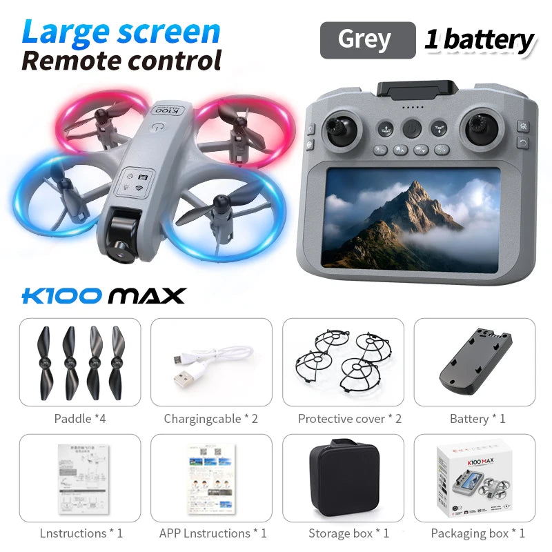 Mini Foldable Camera Drone with 4K Video - Compact Beginner Quadcopter 4.3in Camera White Tidesmit