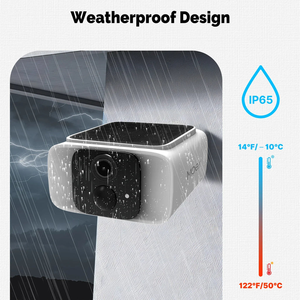MOES Smart Solar Security Camera, WiFi 2.4/5GHz Dual Band, IP65 Waterproof, APP/Alexa/Google Home Monitoring, Tuya