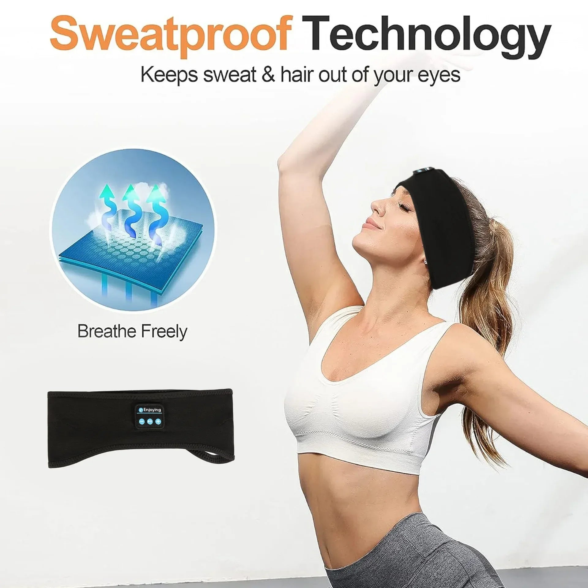 Sleep Headphones Bluetooth Headband Wireless Sport Mask by Tidesmit Tidesmit