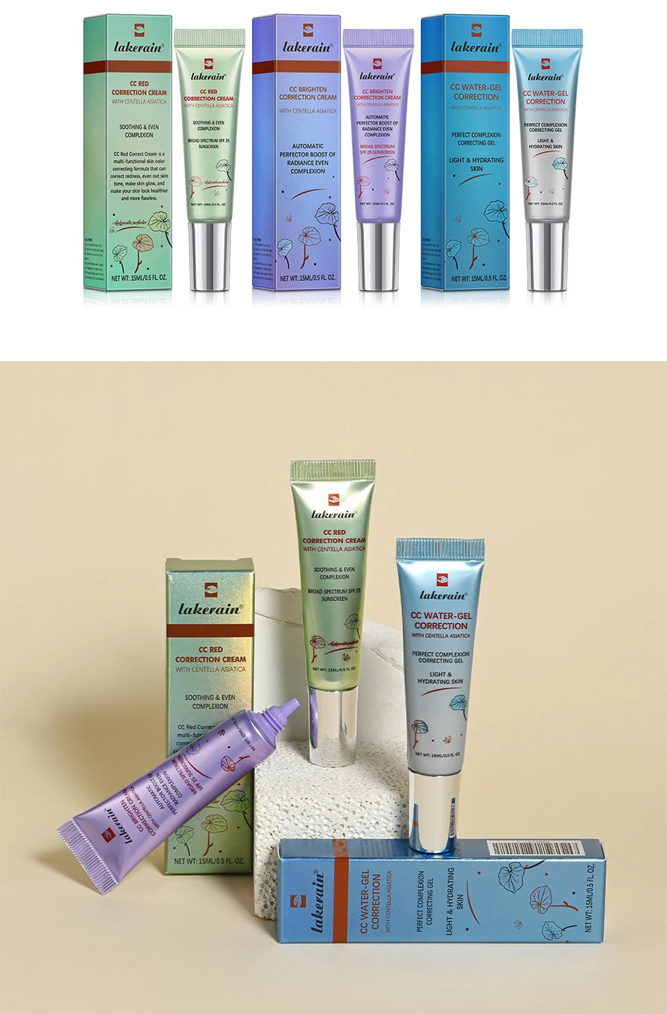 Tidesmit waterproof CC cream face makeup showing smooth texture and moisturizing skin correcting finish